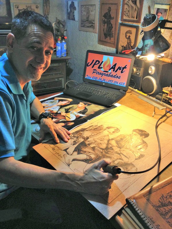 Juan Pedro at his workbench in Barrio Colón, Montevideo